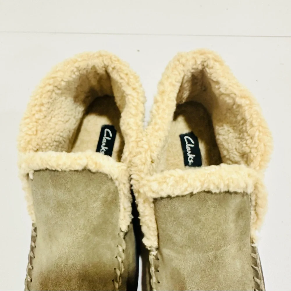 Clarks Mens Suede Leather Sherpa Lined‎ Ankle Bootie Slipper JMH1952 size 10 M